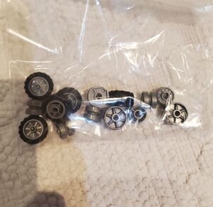LEGO/ PLAYMOBIL Silver and Black Toy Car Wheel Replacement Set